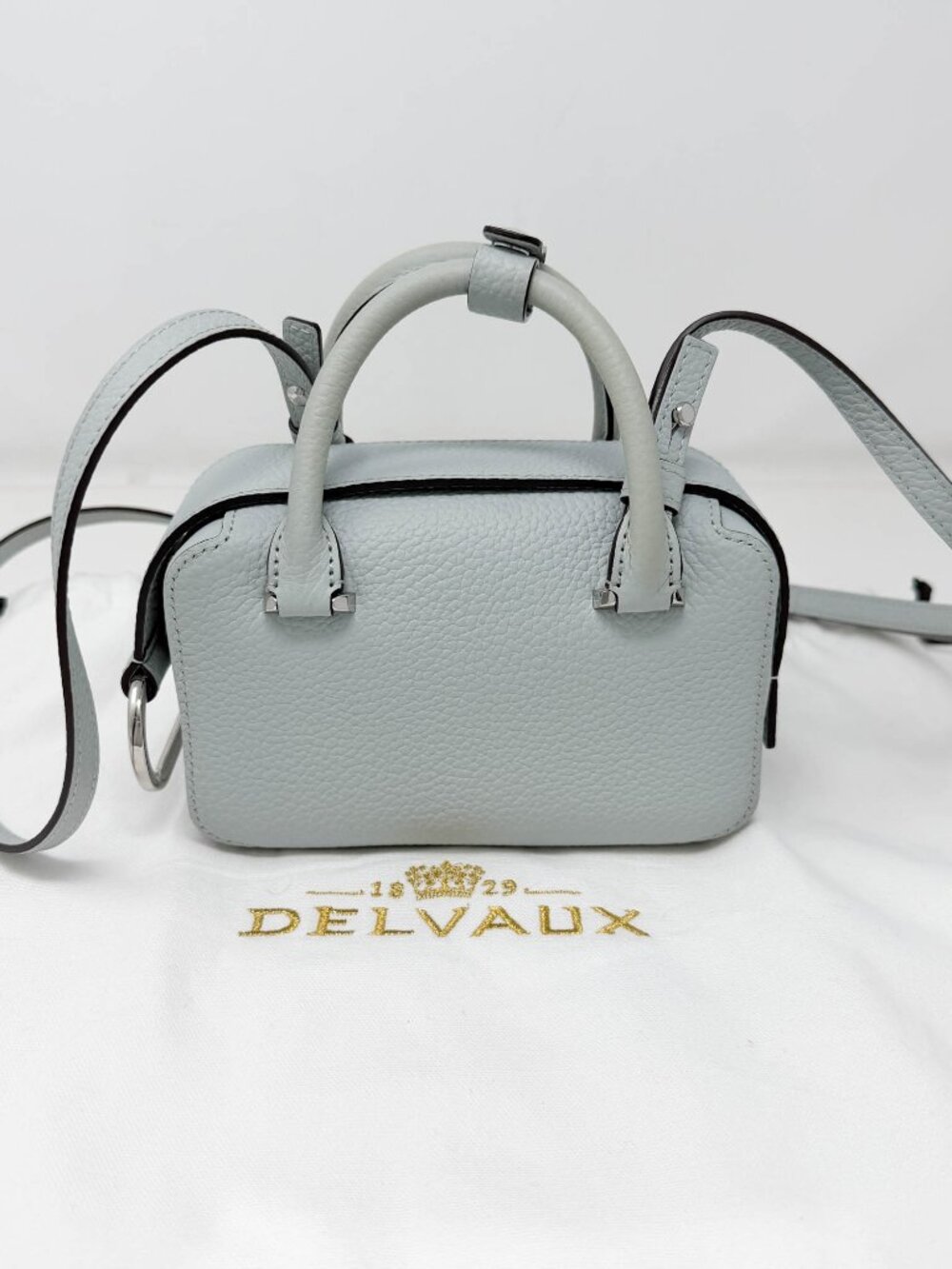 Delvaux Blue Grained Leather 'Cool Box' Nano Bag